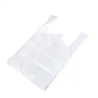 Walmart 100pcs White Food Grade Bag with Handle Food Packaging Bag for Supermarket Store Grocery (20*30) offer