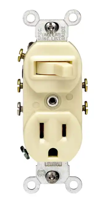 Walmart Leviton 031-05245-00I 120 Volt Ivory 3-Way Switch With Receptacle offer