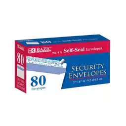 Walmart BAZIC Security Self Seal Envelope 3 5/8 x 6 1/2 #6 Tint Mailing Envelopes, 80-Count offer