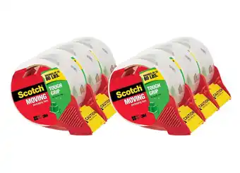 Walmart Scotch Tough Grip Clear Packing Tape, 1.88x22.2 Yd, 6 Rolls w/ Dispensers offer