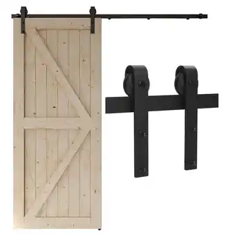 Walmart CCJH 6.6Ft Sliding Barn Door Hardware Kit 39.6 Wide for Closet Black Carbon Steel I Shape offer