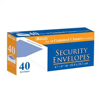 Walmart BAZIC Security Envelope Gummed Seal 4 1/8 x 9 1/2 #10 Tint Mailing Envelopes, 40-Count offer