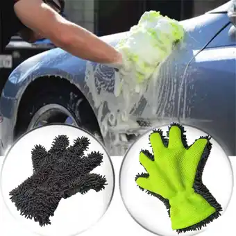 Walmart Jwputqe Thickened Car Wash Glove for Household Cleaning,Five-Finger Design,Green offer