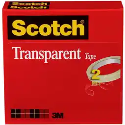 Walmart Scotch, MMM6002P1272, Transparent Tape - 1/2W, 2 / Pack, Clear offer