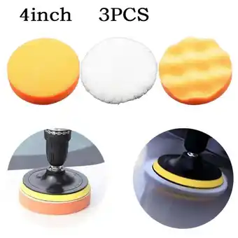 Walmart 3Pcs 4Inch Gross Polishing Buffing Pad Sponge Kit Drill Adapter For Car Polisher offer