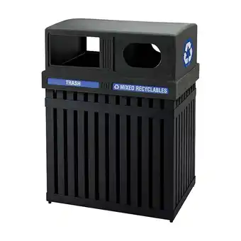 Walmart Commercial Zone ArchTec Series Parkview 2 Double Steel Recycling and Trash Center 50 Gal Black offer