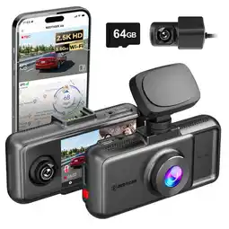 Walmart REDTIGER A6 3 Channel Dash Cam, 2.5K+1080P+1080P, Built-in WiFi & GPS, 64GB Card offer