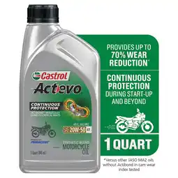 Walmart Castrol Actevo 4T 20W-50 Part Synthetic Motorcycle Oil, 1 Quart offer