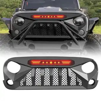 Walmart AMERICAN MODIFIED Gladiator Grille w/Red Lights for 07-18 Jeep Wrangler JK offer