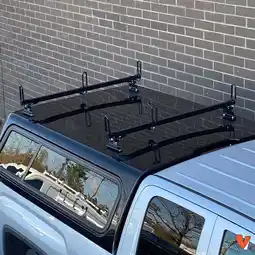 Walmart Vantech Heavy Duty 2 Bar Ladder Roof Rack Fits: Truck Toppers/Camper Shell (Black) offer