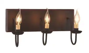 Walmart Irvins Country Tinware Three Arm Bathroom Vanity Light in Sturbridge Black with Red 17 inches offer