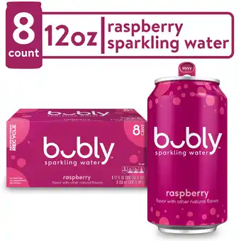 Walmart bubly Raspberry Sparkling Water, 12 fl oz, 8 Pack Cans offer