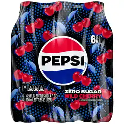 Walmart Pepsi Zero Sugar Soda Wild Cherry 16.9 fl oz, 6 Count Bottles offer