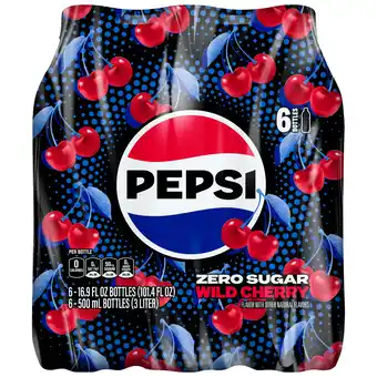 Walmart Pepsi Zero Sugar Soda Wild Cherry 16.9 fl oz, 6 Count Bottles offer