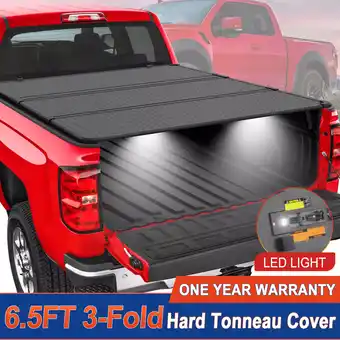 Walmart MOSTPLUS Tri-Fold 6.5FT Hard Solid Truck Bed Tonneau Cover for 2002-2024 Dodge Ram 1500 offer