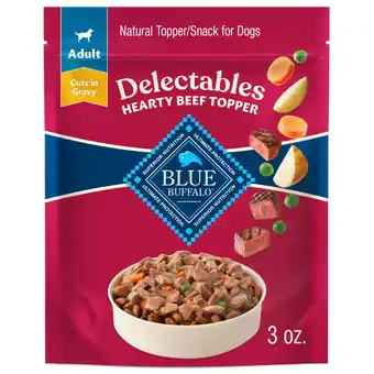 Walmart Blue Buffalo Delectables Natural Wet Dog Food Toppers, Hearty Beef, 3-oz Pouch offer