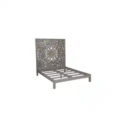 Walmart Porter Designs Mandala Hand Carved Motif Solid Wood Queen Bed in Gray offer