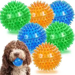 Walmart LECHONG 6Pack Squeaky Balls for Small Dogs Puppies, Interactive Spike Chew Toys for Teeth Cleaning offer