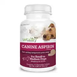 Walmart Vetality Canine Aspirin for Dogs, Fast Pain Relief Medicine, Large Dogs, Liver Flavor, 120 Chews offer