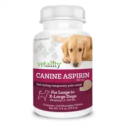 Walmart Vetality Canine Aspirin for Dogs, Fast Pain Relief Medicine, Large Dogs, Liver Flavor, 120 Chews offer