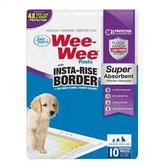 Walmart Four Paws Wee-Wee Insta-Rise Border Potty Training Dog & Puppy Pads, Pet Pee Pads, 10ct offer