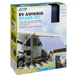 Walmart Camco 15 Foot Front Sun Block Panel Awning Screen for RV Camper Shade, Blue offer