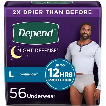 Walmart Depend Night Defense Incontinence Underwear for Men, Adult Diapers, L, 56 Count offer