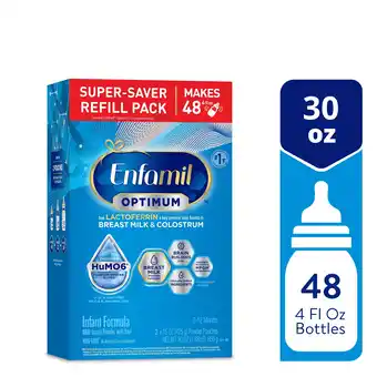 Walmart Enfamil Optimum Powder Baby Formula, Our Closest to Breast Milk, 30 oz Box offer