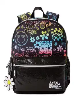 Walmart Justice Girls 17 Laptop Backpack Good Vibes Black Multi-Color offer