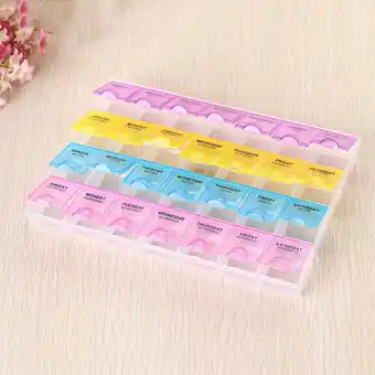 Walmart Lingouzi 7 Day Pill Box Medicine Tablet Dispenser Organizer Weekly Storage Case for AM PM offer