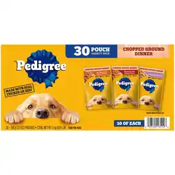 Walmart Pedigree Chopped Ground Dinner Wet Dog Food Variety Pack, 3.5 oz Pouches (30 Pack) offer