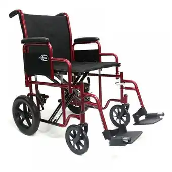 Walmart Karman 22 in. Heavy Duty Transport Wheelchair with Removable Footrest & Armrest, Burgundy offer