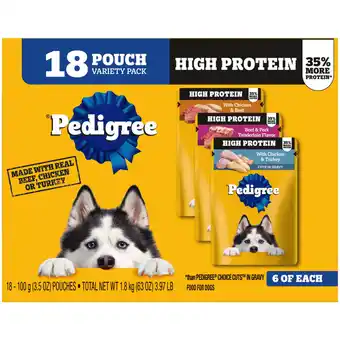 Walmart PEDIGREE High Protein Wet Dog Food Pouches, Variety Pack, (18 Pack) 3.5 Oz. Pouches offer