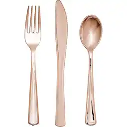 Walmart Rose Gold Assorted Plastic Disposable Cutlery 24 Count Forks Spoons Knives by Way to Celebrate offer