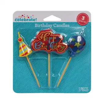 Walmart Way to Celebrate! Birthday Candles, Assorted Colors, 3 Pieces offer