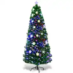 Walmart Costway 6ft Pre-Lit Fiber Optic Christmas Tree Multicolor Lights offer