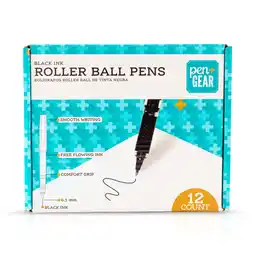 Walmart Pen + Gear Rollerball Pens, Black Ink, 12 Count offer