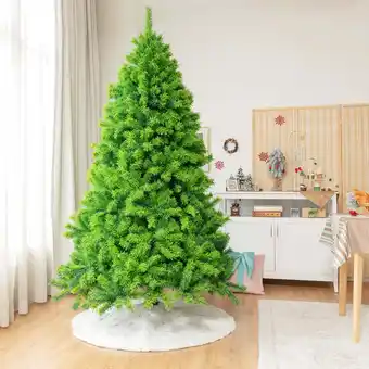 Walmart Gymax 7.5 FT Verdant Artificial Christmas Tree Hinged Green Flocked Xmas Tree offer