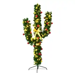 Walmart Costway Pre-Lit Cactus Christmas Tree 7Ft LED Lights Ball Ornaments offer