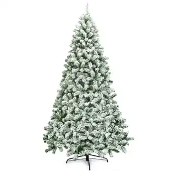 Walmart Costway 7.5FT Snow Flocked Artificial Christmas Tree Hinged w/1346 Tip and Foldable Base offer