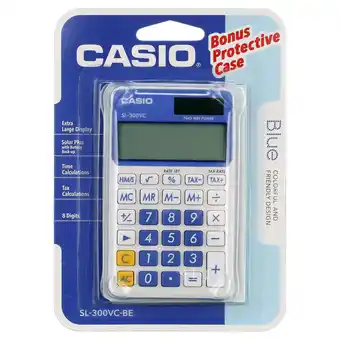 Walmart Casio SL-300VC-BE 8-Digit Calculator, Protective Wallet Case with Solar Power, Blue offer