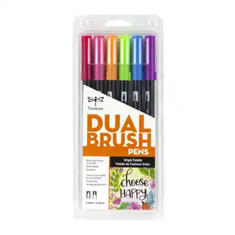 Walmart Tombow Dual Brush Pens, Dual-Tip Art Markers, Bright Color Palette, 6-Pack offer