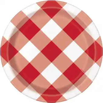 Walmart Way to Celebrate! Red Buffalo Plaid Paper Dinner Plates, 9in, 10ct offer