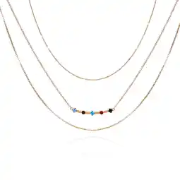 Walmart Time and Tru Women's 16 Gold Tone Delicate Layered Necklace with Gemstone Bar Station offer