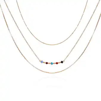 Walmart Time and Tru Women's 16 Gold Tone Delicate Layered Necklace with Gemstone Bar Station offer