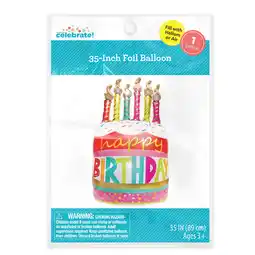 Walmart Way to Celebrate! 35 Birthday Party Cake with Candles Foil Balloon, Multicolor offer