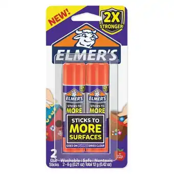 Walmart Elmer’s Extra Strength School Glue Sticks, Washable, 6 Gram, 2 Count offer