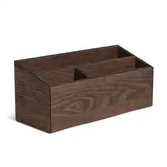 Walmart U Brands Wooden Desk Storage Bin, Dark Brown Wood, 3 Compartments, 5393U offer