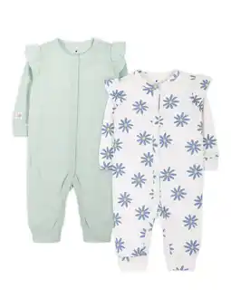 Walmart Little Star Organic Baby Girls 2Pk Coveralls, Size Newborn-12M offer