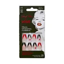 Walmart Marilyn Monroe x KISS Limited Edition Medium Coffin Glue-On Nails, Red/Black, 28 Pieces offer